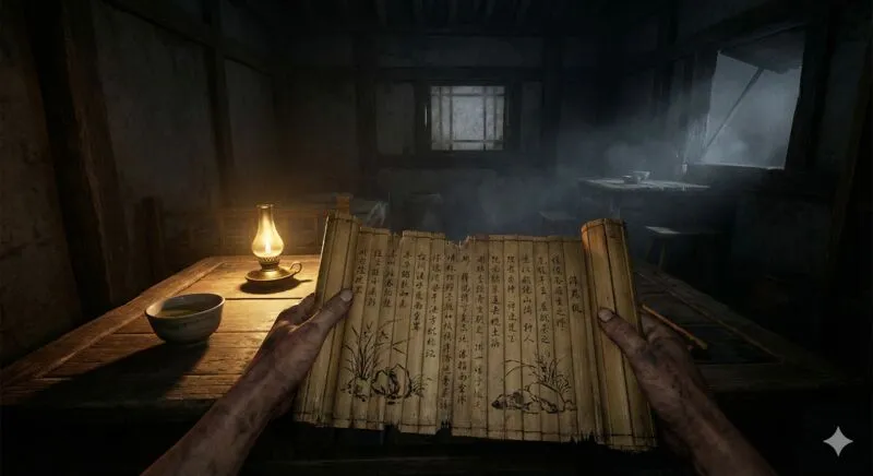 深夜研讀古書的第一人稱視角